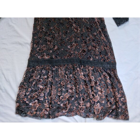 Nanette Lepore Black Floral Rayon Silk Lace Dress Dark Romantic Womens Size 10 - Picture 12 of 13